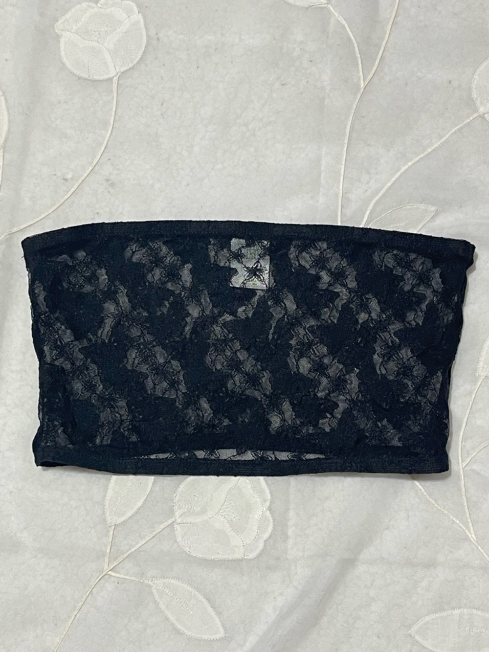 wild fable Black Floral Lace Strapless Bandeau